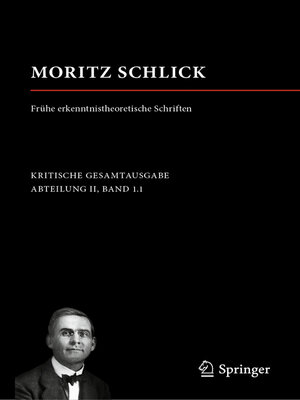 cover image of Moritz Schlick. Frühe erkenntnistheoretische Schriften
